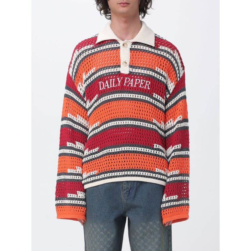 Daily Paper Men Daily Paper Crocheted Cotton Knit Polo Shirt